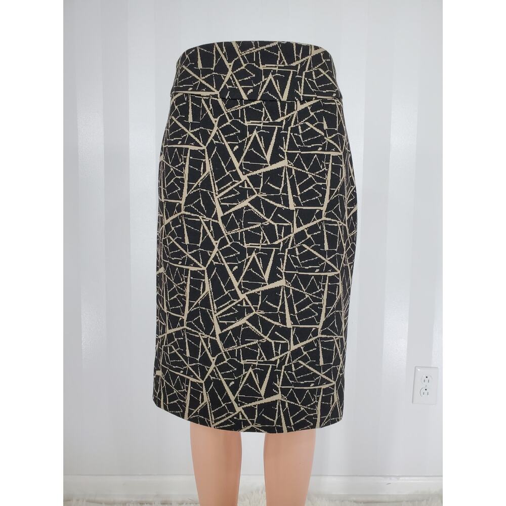 GRACE Women's Black & Tan Patterned Straight Skirt Sz 6